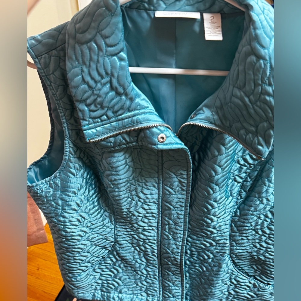 Teal Quilted Shiner Puff Vest